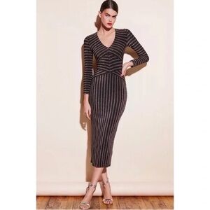 Fleur Du Mal Mitered Long Sleeve Midi Dress in Bisou Size XS